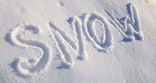 The word "snow" written into the snow
